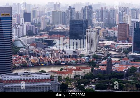 Asien, Singapur, Blick vom Marina Bay Hotel zum Kern der Innenstadt Singapur und Clarke Quay Stockfoto