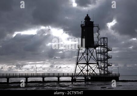 Deutschland, Niedersachsen, Leuchtturm Obereversand in der Nähe von Dorum Stockfoto