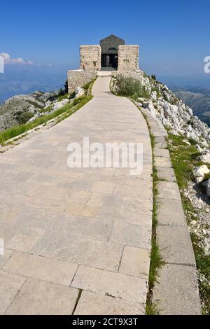 Montenegro, Lovcen Nationalpark, Ansicht von Njegusi Mausoleum Stockfoto