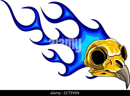 Vogel Schädel Gravur Vektor Illustration. Vogel Knochen Kopf Schädel, okkultes Symbol für Hexerei. vektor Stock Vektor