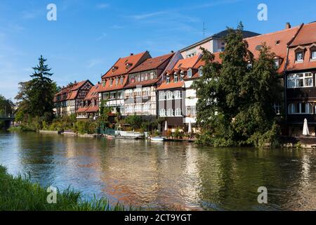 Blick auf Klein Venedig an der Regnitz, Bamberg, Bayern, Deutschland Stockfoto