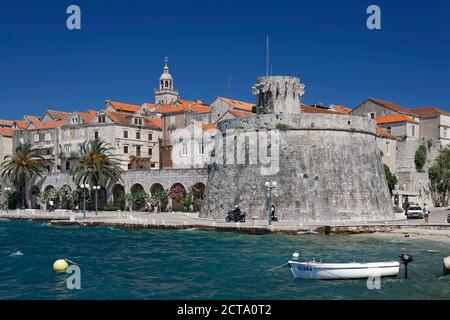 Kroatien, Dubrovnik-Neretva, Insel Korcula, Korcula, Stadtmauer Stockfoto