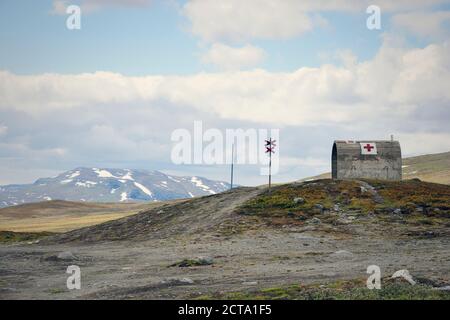 Schweden, Gaeddede, Schutzhütte am Vildmarksvaegen am Stekenjokk plateau Stockfoto