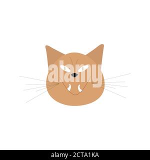 Nette hässliche Katze, böse Blick auf einem weißen Hintergrund. Zeichentrickfigur in einer Vektorgrafik. Stock Vektor