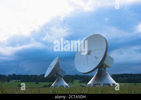 Deutschland, Bayern, Pfaffenwinkel, Raisting Satelliten-Bodenstation Stockfoto