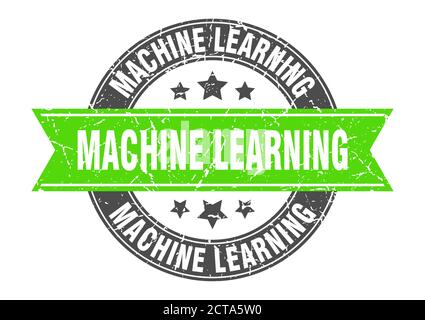 Machine Learning Rundstempel mit Band. schild. Etikett Stock Vektor