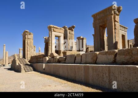 Iran, Achaemenid archäologische Stätte von Persepolis, Ruinen des Palastes von Darius Stockfoto