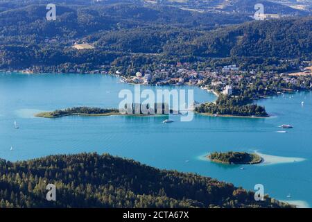 Österreich, Kärnten, Ansichtsformular Pyramidenkogel, Wörthersee Pörtschach und Inseln Stockfoto