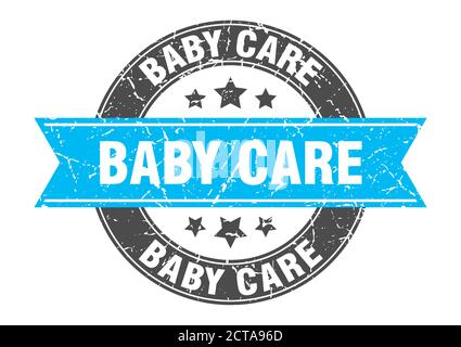 Babypflege Rundstempel mit Band. schild Stock Vektor