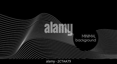 Abstrakter minimaler Vektorhintergrund mit welligen Linien. Schwarzer Hintergrund für Geschäftspräsentationen, Banner, Flyer Stock Vektor