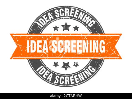 Idea Screening runde Marke mit Band. schild. Etikett Stock Vektor