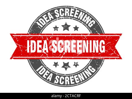 Idea Screening runde Marke mit Band. schild. Etikett Stock Vektor