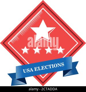usa Wahlen im Rahmen mit Sternen und Band detaillierte Stil Icon Design, Abstimmung und Präsidenten Tag Thema Vektor Illustration Stock Vektor