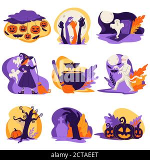 Halloween Herbstfest von Urlaub, Zombies und Kürbisse Stock Vektor