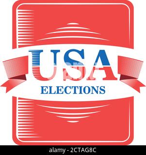 usa Wahlen im Rahmen mit Band detaillierte Stil Icon Design, Abstimmung und Präsidenten Tag Thema Vektor-Illustration Stock Vektor
