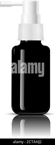 Schwarzes Glas feuchtigkeitsspendenden Spray kosmetische Flasche Mock up. Vektorgrafik. Leere Vorlage für Ihr Design. Behälter für den Deckel des Sprühfluters. ICH Stock Vektor