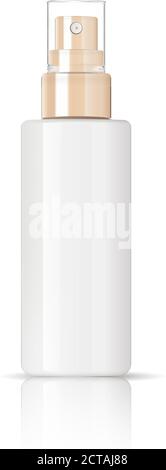 Kosmetische glänzende Kunststoff- oder Glasflasche mit Spender Sprühpumpe. Sprayer Flüssigbehälter für Gel, Lotion, Creme, Serum, Basis. Beauty Kosmetik prod Stock Vektor