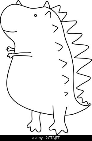 Vektor-Illustration von kleinen niedlichen Cartoon Dinosaurier. Kinder Dino Bild isoliert auf weißem Hintergrund. Baby Monster Reptil für Druck auf T-Shirt, Buch Stock Vektor