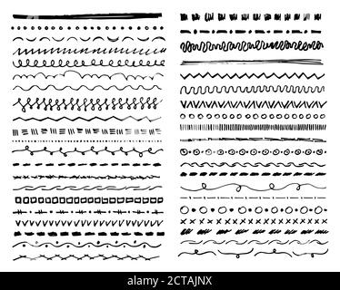 Kritzeleien und Kritzeleien, abstrakte dekorative Linien von Hand gezeichnet Stock Vektor