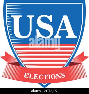 usa Wahlen in Schild mit Band detaillierte Stil Icon Design, Abstimmung und Präsidenten Tag Thema Vektor-Illustration Stock Vektor