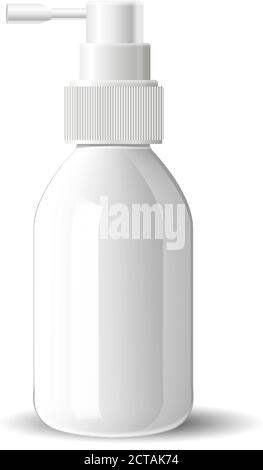 Weißes Glas feuchtigkeitsspendenden Spray kosmetische Flasche Mock up. Vektorgrafik. Leere Vorlage für Ihr Design. Behälter für den Deckel des Sprühfluters. ICH Stock Vektor