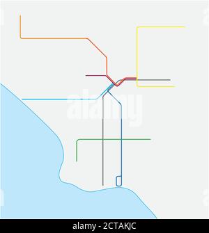 los angeles Metro Vektor Karte, Kalifornien, Vereinigte Staaten Stock Vektor