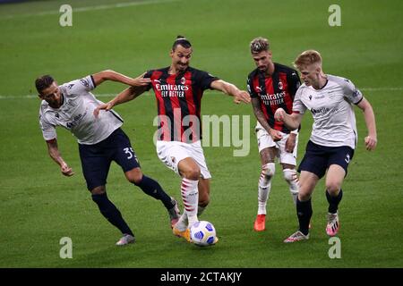 Mailand, Italien. September 2020. Italienische Serie A. Zlatan Ibrahimovic von AC Mailand während der Serie A Spiel zwischen AC Mailand und Bologna FC. Stockfoto