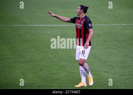 Mailand, Italien. September 2020. Italienische Serie A. Zlatan Ibrahimovic von AC Mailand während der Serie A Spiel zwischen AC Mailand und Bologna FC. Stockfoto