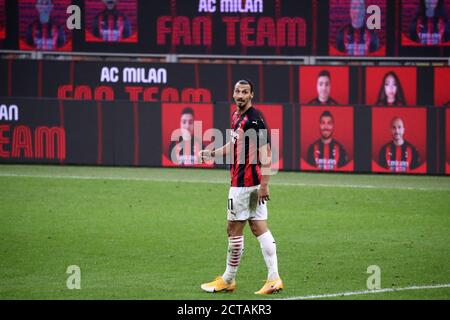 Mailand, Italien. September 2020. Italienische Serie A. Zlatan Ibrahimovic von AC Mailand während der Serie A Spiel zwischen AC Mailand und Bologna FC. Stockfoto