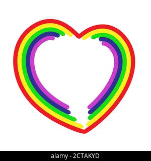 Dekorativer Rahmen für Webkarten. Regenbogen-Konzept in Form von Hand gezeichneten Herzen. Vektor Stock Vektor
