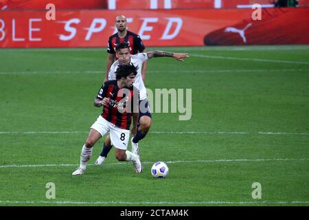 Mailand, Italien. September 2020. Italienische Serie A. Sandro Tonali von AC Mailand während der Serie EIN Spiel zwischen AC Mailand und Bologna FC. Stockfoto