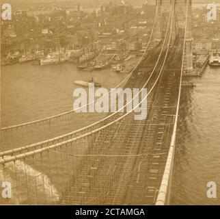 New York, vom Pier der Hängebrücke, USA, New York (Staat), New York (N.Y.), New York, Brooklyn Bridge (New York, N.Y.), East River (N.Y.) Stockfoto