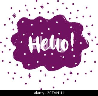 Sprechblase Ausrufezeichen Hallo kommunizieren. Handgezeichneter Doodle. Stock Vektor