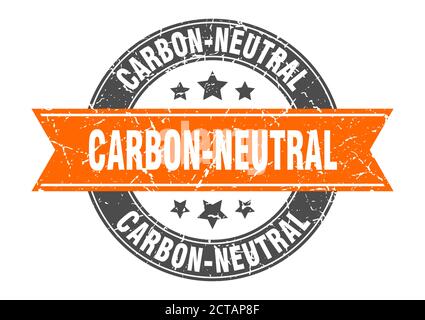 Carbon-neutraler Rundstempel mit Band. schild Stock Vektor