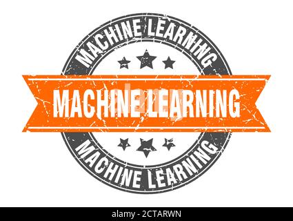 Machine Learning Rundstempel mit Band. schild. Etikett Stock Vektor