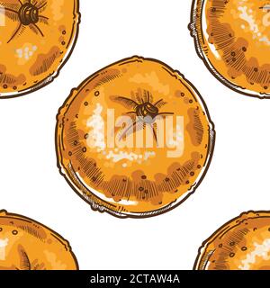 Reife Mandarine oder Mandarine, Clementine nahtlose Mustervektor Stock Vektor