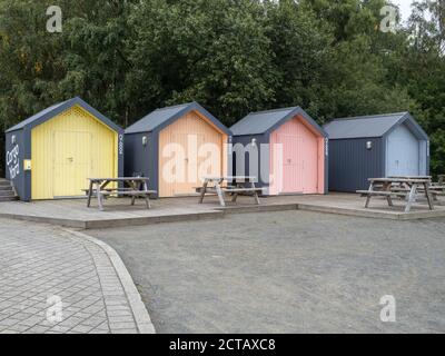 20.09.2020 Falkirk, Schottland, Großbritannien. Das Falkirk Wheel ist ein rotierender Bootslift in Zentral-Schottland, der den Forth und Clyde Kanal mit der Union C verbindet Stockfoto