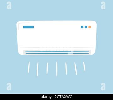 Weiße Klimaanlage. Klimareglerkonzept. Handgezeichneter Vektor Stock Vektor