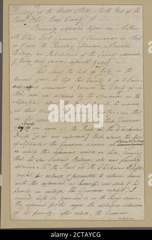 St. Clair, Arthur. St. Vincennes in der Grafschaft Knox, Text, Dokumente, 1795 Stockfoto