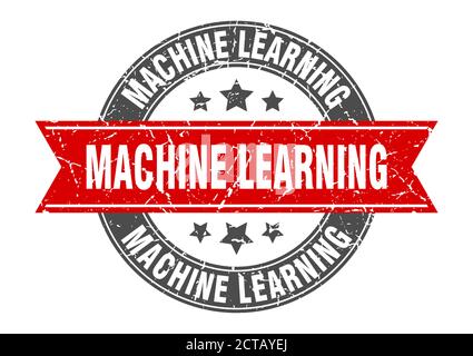 Machine Learning Rundstempel mit Band. schild. Etikett Stock Vektor