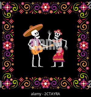 Dia de Muertos Tag der toten ornamentalen Rahmen Stock Vektor