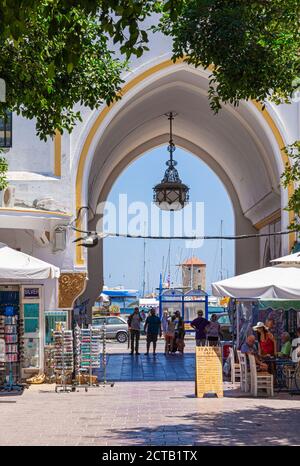 Eingang Nea Agora, Rhodos Stadt, Griechenland Stockfoto