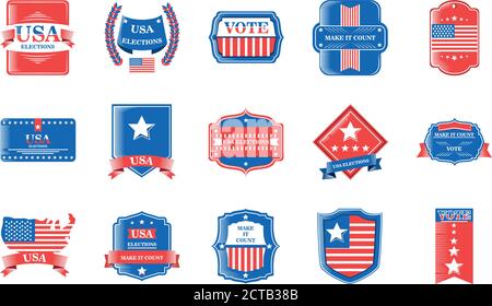 usa Wahlen und Abstimmung detaillierter Stil Satz von Symbolen Design, Präsidenten Tag Thema Vektor Illustration Stock Vektor