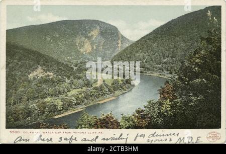 Delaware Water Gap von Winona Cliff, Pa., Standbild, Postkarten, 1898 - 1931 Stockfoto