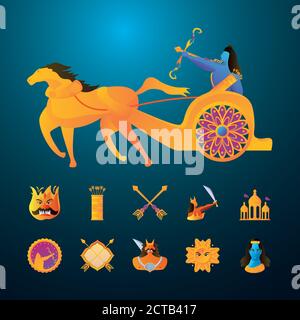 Set von Ikonen dussehra Festival Vektor Illustration Design Stock Vektor