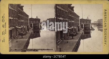 Weigh Lock, Junction Oswego and Erie Canal, Syracuse, N.Y., L.D. & Co., 1885, New York (Bundesstaat), Syracuse (N.Y.), Erie Canal (N.Y.), Oswego Canal (N.Y. Stockfoto
