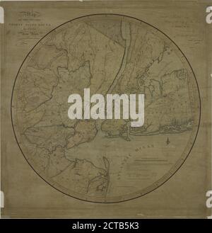 Karte des Landes dreißig Meilen um die Stadt New York ; entworfen und gezeichnet von I. H. Eddy , 1812 ; veröffentlicht von Prior & Dunning., Standbild, Drucke, 1801 - 1900, Eddy, Isaac (1777-1847 Stockfoto