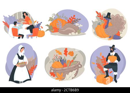 Thanksgiving Tag amerikanische Feiertage, Traditionen und Bräuche Vektor Stock Vektor