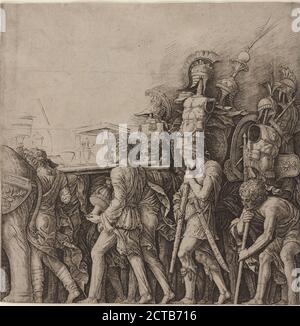 Der Triumph Caesars: Soldaten, die Trophäen tragen, Standbild, Drucke, 1475, Mantegna, Andrea, 1431-1506 Stockfoto