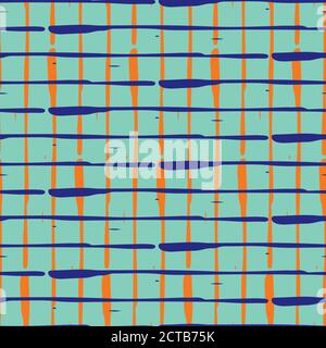 Grunge Linie Vektor nahtlose Raster Muster Hintergrund. Organische malerische Tinte Pinsel Strich Stil weben Hintergrund. Criss Cross burlap Effekt geometrisch Stock Vektor